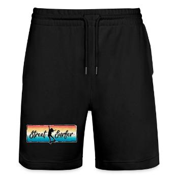 Surfeuse de rue - Short de jogging bio TRAINER Stanley/Stella unisexe - noir - Devant - Nik (191cm) & Marisol (170cm)