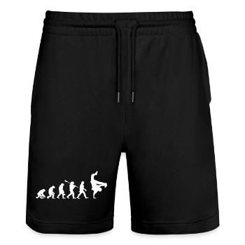 Hip-Hop-Breakdance-Evolution - Hip-Hop-Geschenkidee - Stanley/Stella Unisex Bio Joggingshorts Trainer  - Schwarz - Vorne - Nik (191cm) & Marisol (170cm)