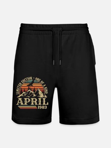 Best Birthday Gift April 1983 - Stanley/Stella Trainer Unisex Organic Jogging Shorts - black