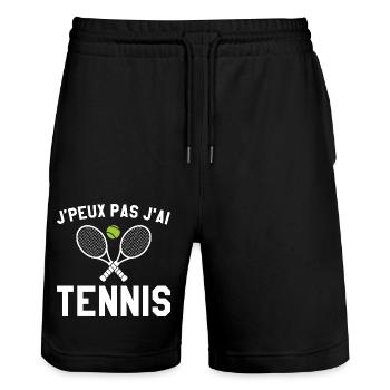 Je Peux Pas J'ai Tennis Cadeau Joueur De Tennis - Short de jogging bio TRAINER Stanley/Stella unisexe - noir - Devant - Nik (191cm) & Marisol (170cm)