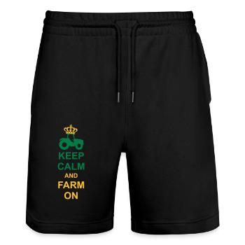 Keep Calm Farm - Stanley/Stella Unisex Bio Joggingshorts Trainer  - Schwarz - Vorne - Nik (191cm) & Marisol (170cm)