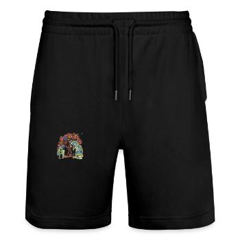 hansel et gretel e274 - Short de jogging bio TRAINER Stanley/Stella unisexe - noir - Devant - Nik (191cm) & Marisol (170cm)
