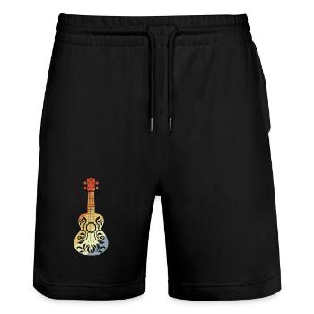 Ukulele Grafik Retro - Stanley/Stella Unisex Bio Joggingshorts Trainer  - Schwarz - Vorne - Nik (191cm) & Marisol (170cm)
