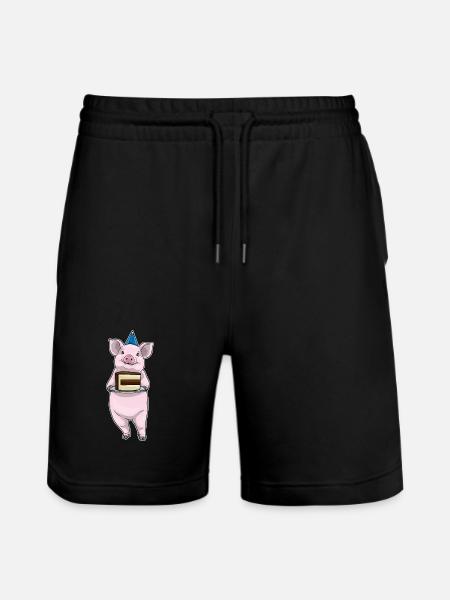 Gâteau d’anniversaire de cochon - Short de jogging bio TRAINER Stanley/Stella unisexe - noir