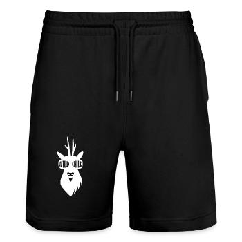 Garçon Cerf Sauvage avec des lunettes de soleil - Blanc - Short de jogging bio TRAINER Stanley/Stella unisexe - noir - Devant - Nik (191cm) & Marisol (170cm)