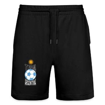 Équipe argentine de football Sun Ball - Short de jogging bio TRAINER Stanley/Stella unisexe - noir - Devant - Nik (191cm) & Marisol (170cm)
