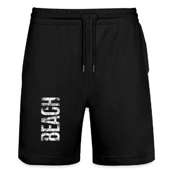 Conception de fautes de frappe de plage | Vacances à la plage - Short de jogging bio TRAINER Stanley/Stella unisexe - noir - Devant - Nik (191cm) & Marisol (170cm)