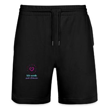 Ich werde große Schwester von einer Schwester - Stanley/Stella Unisex Bio Joggingshorts Trainer  - Schwarz - Vorne - Nik (191cm) & Marisol (170cm)