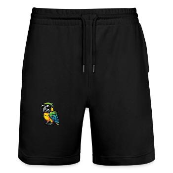 Papagai Cool Tier - Stanley/Stella Unisex Bio Joggingshorts Trainer  - Schwarz - Vorne - Nik (191cm) & Marisol (170cm)