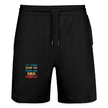 It's Weird Being The Same Age As Old People Retro - Stanley/Stella Trainer Unisex Organic Jogging Shorts - black - Front - Nik (191cm) & Marisol (170cm)