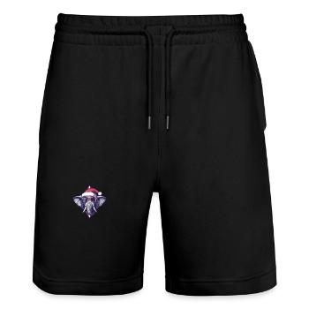 Elephant Christmas Cool - Stanley/Stella Trainer Unisex Organic Jogging Shorts - black - Front - Nik (191cm) & Marisol (170cm)