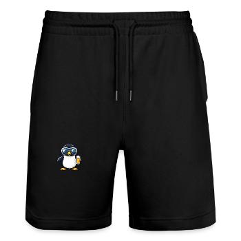 Pinguin Apres Ski Bier Comic - Stanley/Stella Unisex Bio Joggingshorts Trainer  - Schwarz - Vorne - Nik (191cm) & Marisol (170cm)