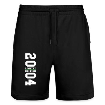 20. Geburtstag Geschenk 2004 - Stanley/Stella Unisex Bio Joggingshorts Trainer  - Schwarz - Vorne - Nik (191cm) & Marisol (170cm)