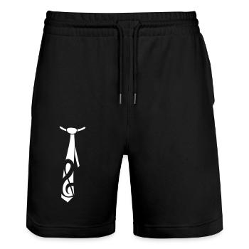 Clé de musique note cravate style occasion - Short de jogging bio TRAINER Stanley/Stella unisexe - noir - Devant - Nik (191cm) & Marisol (170cm)