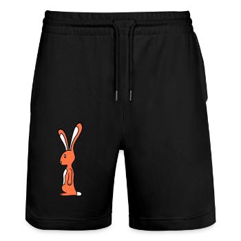 Hase Kaninchen Häschen Steht niedlich Kleintier - Stanley/Stella Unisex Bio Joggingshorts Trainer  - Schwarz - Vorne - Nik (191cm) & Marisol (170cm)
