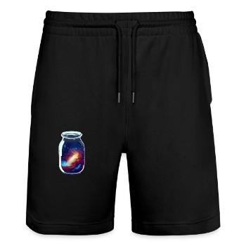 Space enclosed in a jar - Stanley/Stella Trainer Unisex Organic Jogging Shorts - black - Front - Nik (191cm) & Marisol (170cm)