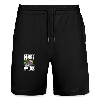 Motorrad Biker Spruch für einen Motorradfahrer - Stanley/Stella Unisex Bio Joggingshorts Trainer  - Schwarz - Vorne - Nik (191cm) & Marisol (170cm)