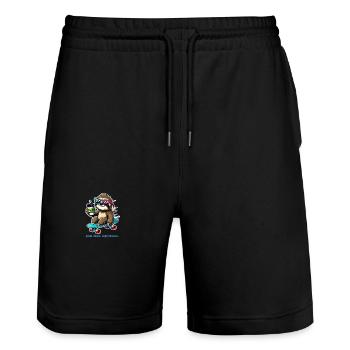 Faultier Skateboard - Stanley/Stella Unisex Bio Joggingshorts Trainer  - Schwarz - Vorne - Nik (191cm) & Marisol (170cm)