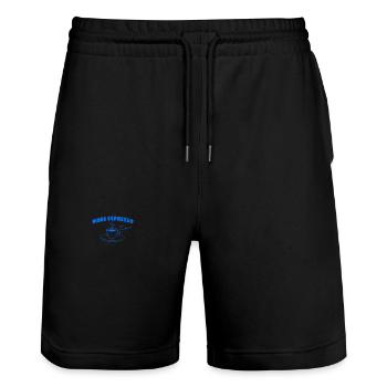 More Espresso Less Despresso - Stanley/Stella Trainer Unisex Organic Jogging Shorts - black - Front - Nik (191cm) & Marisol (170cm)