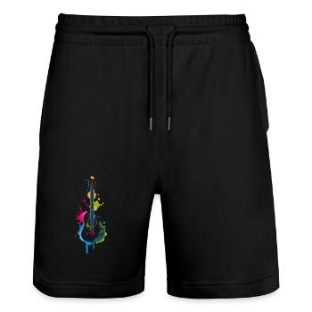 Graffiti Gitarre - Stanley/Stella Unisex Bio Joggingshorts Trainer  - Schwarz - Vorne - Nik (191cm) & Marisol (170cm)