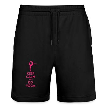 Keep Calm and Do Yoga - Stanley/Stella Unisex Bio Joggingshorts Trainer  - Schwarz - Vorne - Nik (191cm) & Marisol (170cm)