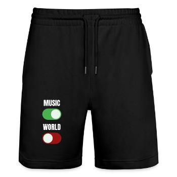 Music On World Off - Short de jogging bio TRAINER Stanley/Stella unisexe - noir - Devant - Nik (191cm) & Marisol (170cm)