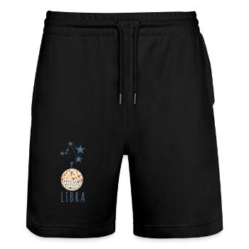 The constellation of Libra - Stanley/Stella Trainer Unisex Organic Jogging Shorts - black - Front - Nik (191cm) & Marisol (170cm)