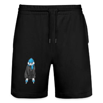 Dachs Eislaufen Schlittschuhe - Stanley/Stella Trainer Unisex Organic Jogging Shorts - black - Front - Nik (191cm) & Marisol (170cm)