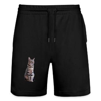 Katze Katzen Kätzchen Katzenshirt Geschenk - Stanley/Stella Unisex Bio Joggingshorts Trainer  - Schwarz - Vorne - Nik (191cm) & Marisol (170cm)