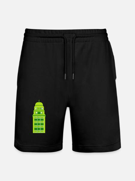 Retro Green Tower Clock - Stanley/Stella Trainer Unisex Organic Jogging Shorts - black