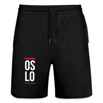 Oslo City Design  - Stanley/Stella Trainer Unisex Organic Jogging Shorts - black - Front - Nik (191cm) & Marisol (170cm)