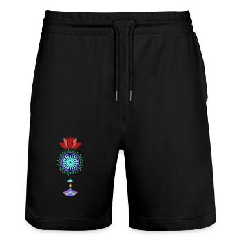 Blooming Mandala Hanger - Stanley/Stella Trainer Unisex Organic Jogging Shorts - black - Front - Nik (191cm) & Marisol (170cm)