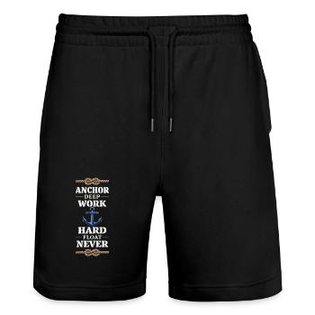 Seamanship Gift for Deckhand Ocean Work - Stanley/Stella Trainer Unisex Organic Jogging Shorts - black - Front - Nik (191cm) & Marisol (170cm)