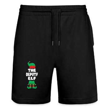 Devoty Elf: Whimsical Holiday Icon - Stanley/Stella Trainer Unisex Organic Jogging Shorts - black - Front - Nik (191cm) & Marisol (170cm)