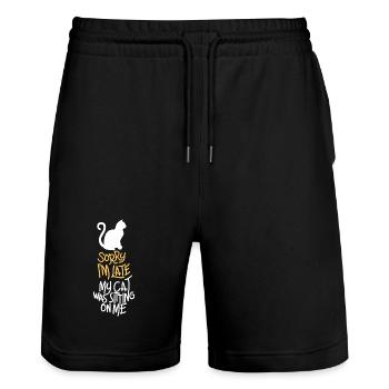 Le chat décédé s’est assis sur moi - Short de jogging bio TRAINER Stanley/Stella unisexe - noir - Devant - Nik (191cm) & Marisol (170cm)