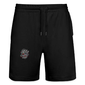 Backen ist Sauerteig und Liebe - Stanley/Stella Unisex Bio Joggingshorts Trainer  - Schwarz - Vorne - Nik (191cm) & Marisol (170cm)