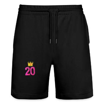 20 Zahl Trikot Krone - Stanley/Stella Unisex Bio Joggingshorts Trainer  - Schwarz - Vorne - Nik (191cm) & Marisol (170cm)