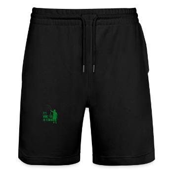 Angler Angelhaken Angelrute Sportfischer - Stanley/Stella Unisex Bio Joggingshorts Trainer  - Schwarz - Vorne - Nik (191cm) & Marisol (170cm)