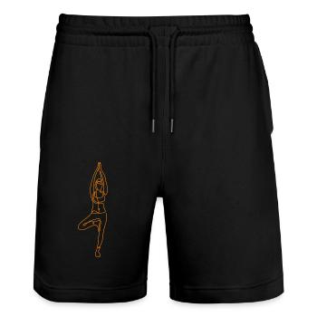 2 Yoga Vrikshasana oder der Baum | 6. Gold-Rubin-Flamme - Stanley/Stella Unisex Bio Joggingshorts Trainer  - Schwarz - Vorne - Nik (191cm) & Marisol (170cm)