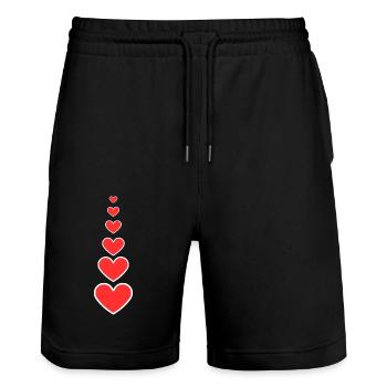 Coeurs rouge - Short de jogging bio TRAINER Stanley/Stella unisexe - noir - Devant - Nik (191cm) & Marisol (170cm)
