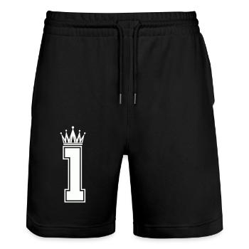 1 couronne - Short de jogging bio TRAINER Stanley/Stella unisexe - noir - Devant - Nik (191cm) & Marisol (170cm)