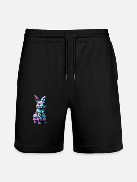 Bunny Rainbow - Stanley/Stella Unisex Bio Joggingshorts Trainer - Schwarz
