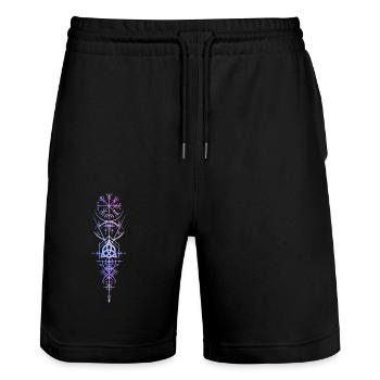 Wikinger Symbole Vegvisir Nordische Mythologie - Stanley/Stella Unisex Bio Joggingshorts Trainer  - Schwarz - Vorne - Nik (191cm) & Marisol (170cm)