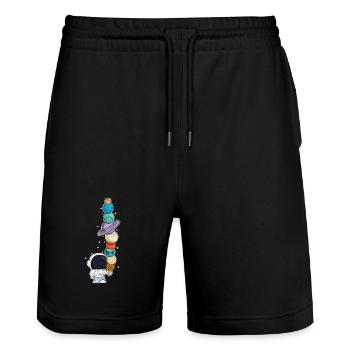 Astronaut mit Eis - Stanley/Stella Unisex Bio Joggingshorts Trainer  - Schwarz - Vorne - Nik (191cm) & Marisol (170cm)