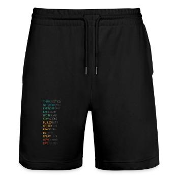 POSITIV DENKEN - Stanley/Stella Unisex Bio Joggingshorts Trainer  - Schwarz - Vorne - Nik (191cm) & Marisol (170cm)