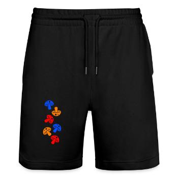 Pilze Bunt - Stanley/Stella Unisex Bio Joggingshorts Trainer  - Schwarz - Vorne - Nik (191cm) & Marisol (170cm)