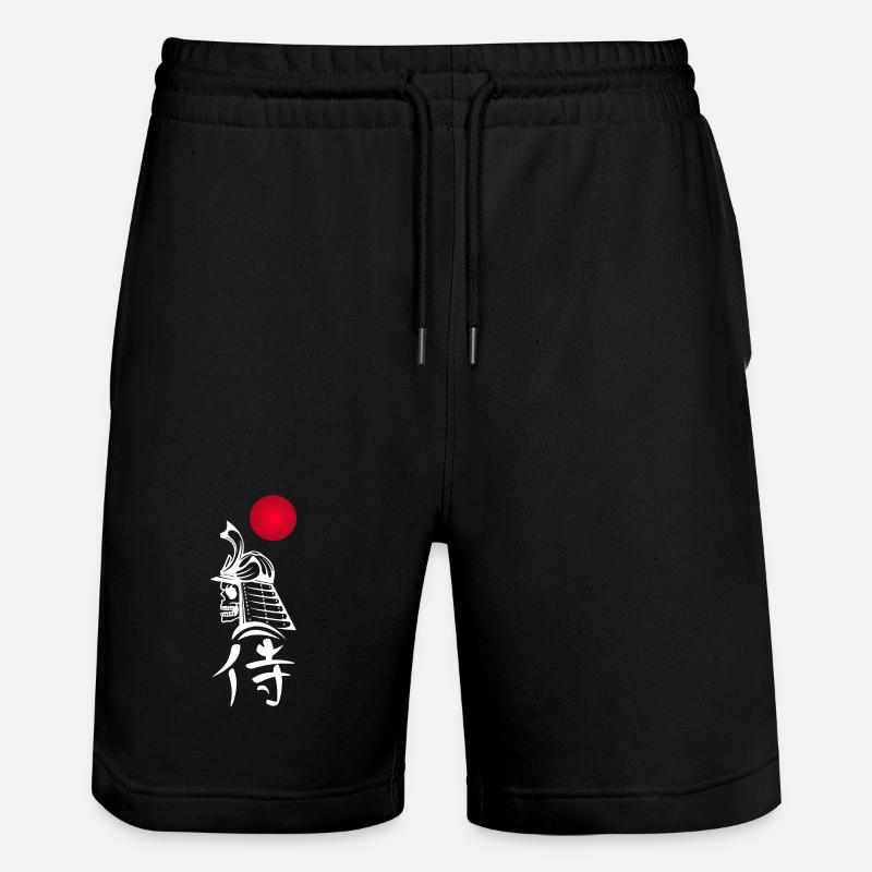 White Samurai and Red Sun - Stanley/Stella Trainer Unisex Organic Jogging Shorts - black