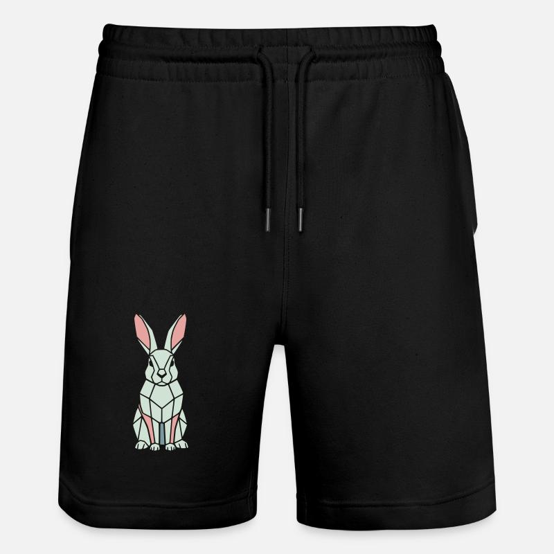 Geometrischer Hase Low Poly Modern - Stanley/Stella Unisex Bio Joggingshorts Trainer  - Schwarz
