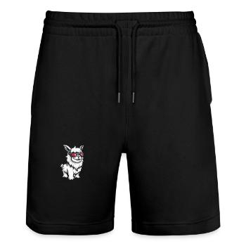 Alpaka Llama Cool Tier - Stanley/Stella Unisex Bio Joggingshorts Trainer  - Schwarz - Vorne - Nik (191cm) & Marisol (170cm)