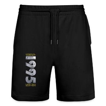30ème Anniversaire Original Août 1995 Millésime 1995 - Short de jogging bio TRAINER Stanley/Stella unisexe - noir - Devant - Nik (191cm) & Marisol (170cm)